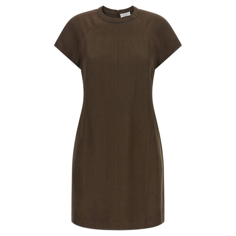 Brunello Cucinelli Brown Viscose Short Women's Dress